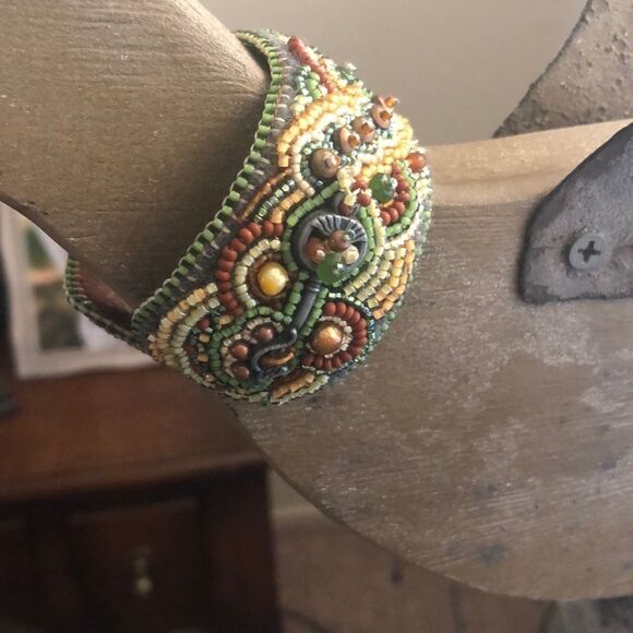 Handmade In Yosemite Beaded Cuff Bracelet Boho, Cottagecore - Picture 1 of 4